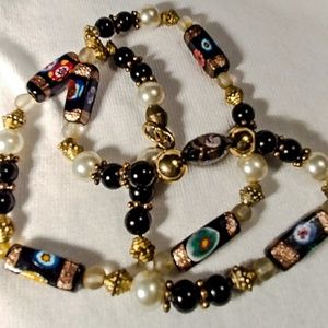 MURANO GLASS MILLEFIORI BEAD NECKLACE VENETIAN